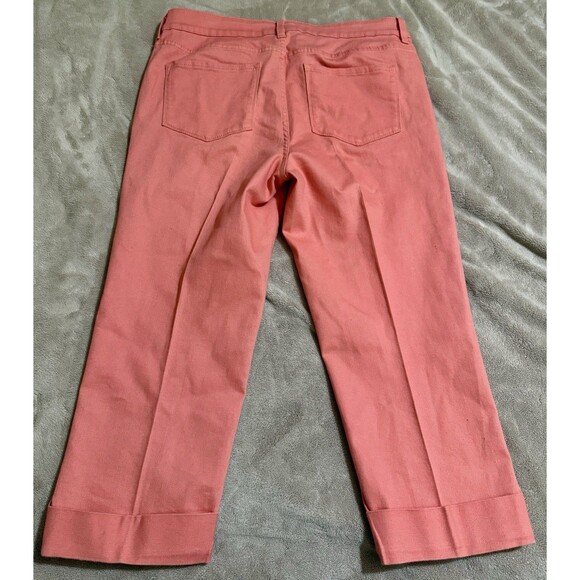 NYDJ Carmen Cropped Capri Jeans Womens Sz 12 Coral Denim Mid Rise Stretch - Picture 7 of 7